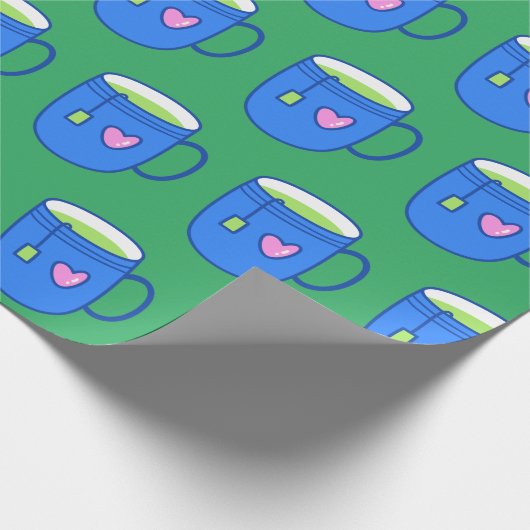 Papier Cadeau Thé vert Matcha en Motif clair Mug bleu (Coin)