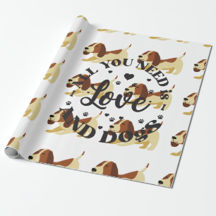 Papier Cadeau Thème "Amour et Chiens"