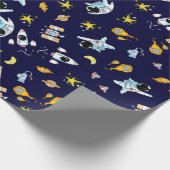 Papier Cadeau Thème astronaute dans l'espace (Coin)