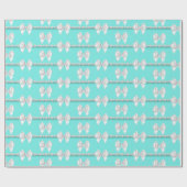 Papier Cadeau Thème bleu sarcelle aqua Glam Nœud blanc Perles (Plat)
