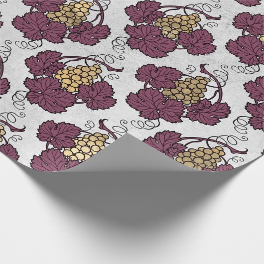 Papier Cadeau Thème Bourgogne Plum et Gold Wine (Coin)