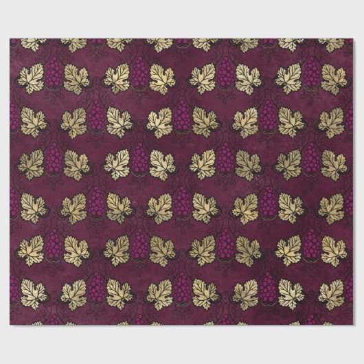 Papier Cadeau Thème Bourgogne Plum et Gold Wine (Plat)
