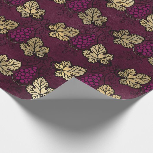 Papier Cadeau Thème Bourgogne Plum et Gold Wine (Coin)