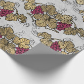 Papier Cadeau Thème Bourgogne prune et vin d'or (Coin)