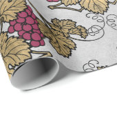 Papier Cadeau Thème Bourgogne prune et vin d'or (Coin rond)