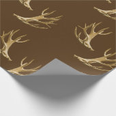 Papier Cadeau Thème Chasseur Cerf Antlers Brown foncé Enveloppem (Coin)