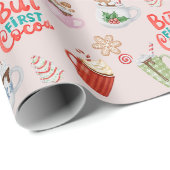 Papier Cadeau Thème Chocolat Chaud, Noël (Coin rond)