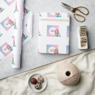 Papier Cadeau Thème d'anniversaire à motif d'écailles de sirène