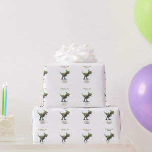 Papier Cadeau Thème d'anniversaire dinosaure Trois Rex Dino Garç