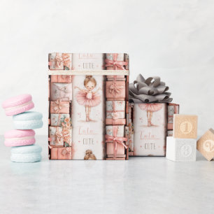 Papier Cadeau Thème de ballet pastel avec rubans et tutus