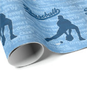 Papier Cadeau Thème de baseball dans les nuances de bleu (Coin rond)