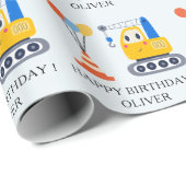 Papier Cadeau Thème de construction mignon pour l'anniversaire d (Coin rond)