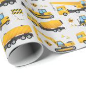 Papier Cadeau Thème de construction Véhicules Motifs cadeaux de (Coin rond)
