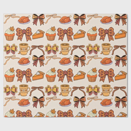 Papier Cadeau Thème de fête de Thanksgiving (Plat)
