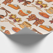 Papier Cadeau Thème de fête de Thanksgiving (Coin)