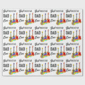 Papier Cadeau Thème de la guitare du jour du père (Plat)