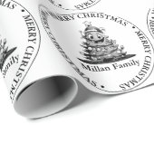 Papier Cadeau Thème de l'arbre de Noël (Coin rond)