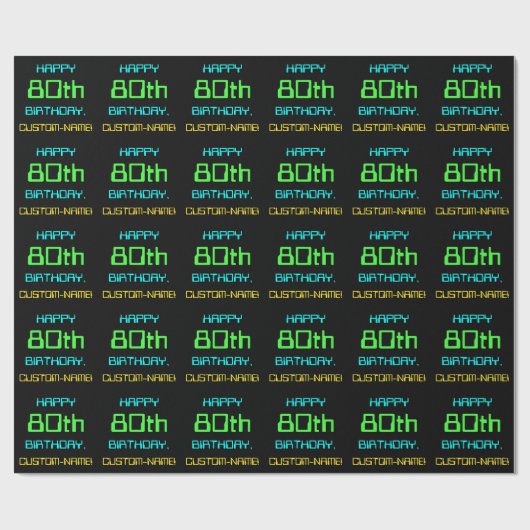 Papier Cadeau Thème de l'informatique numérique amusante 80ème a (Plat)