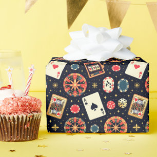 Papier Cadeau Thème de motif de casino sur fond noir