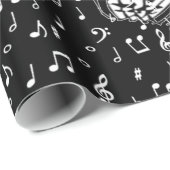 Papier Cadeau Thème de musique rouge et noire (Coin rond)