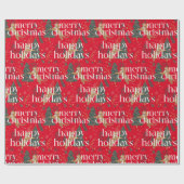 Papier Cadeau Thème de Noël Arbres & Tigres Typographie blanche (Plat)