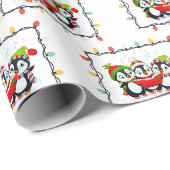 Papier Cadeau Thème de Noël "Cute Pingouin" (Coin rond)