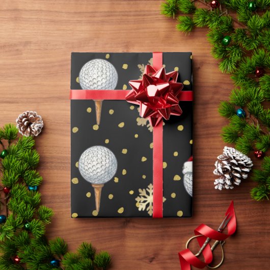 Papier Cadeau Thème de Noël de golf (Cadeau de vacances)