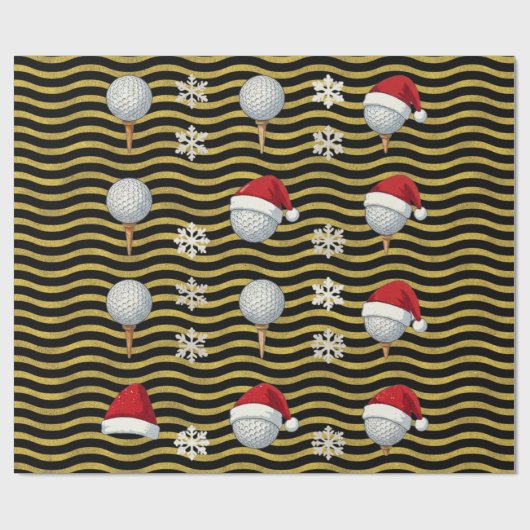 Papier Cadeau Thème de Noël de golf  (Plat)