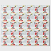 Papier Cadeau Thème de Noël de lapin lapin mignon (Plat)