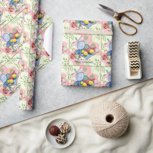 Papier Cadeau Thème de Noël de Pickleball (Artisanat)