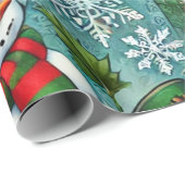 Papier Cadeau thème de noël jack frost and snowman (Coin rond)
