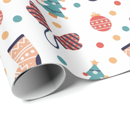 Papier Cadeau Thème de Noël mignon (Coin rond)