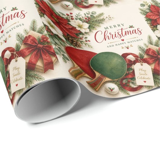 Papier Cadeau Thème de Noël ping pong (Coin rond)