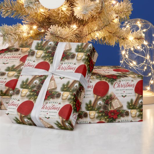 Papier Cadeau Thème de Noël ping pong (Vacances)
