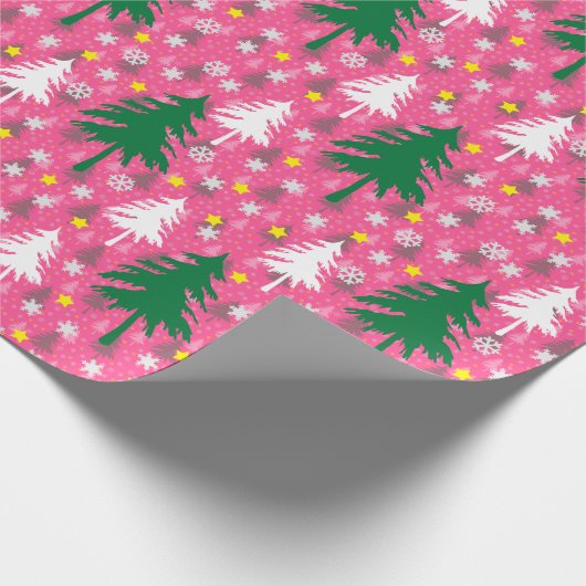 Papier Cadeau Thème de Noël rose (Coin)