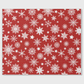 Papier Cadeau Thème de Noël Rouge Blanc Snowflakes Motif (Plat)