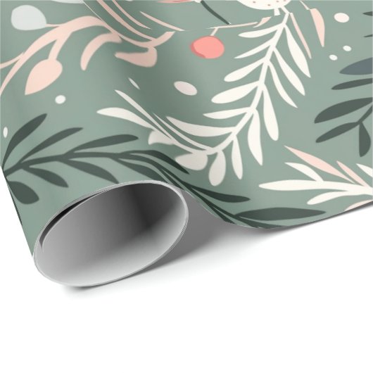 Papier Cadeau Thème de Noël Symboles de vacances motifs (Coin rond)