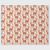 Papier Cadeau Thème de Noël vintage Brown Reindeer (Plat)