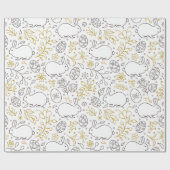 Papier Cadeau Thème de Pâques Motif Fleurs de lapin Oeufs (Plat)