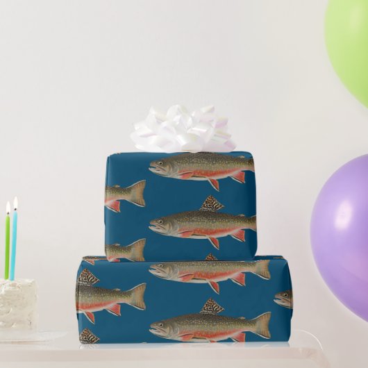 Papier Cadeau Thème de pêche à l'omble de fontaine (Cadeaux de fête)