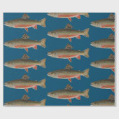 Papier Cadeau Thème de pêche à l'omble de fontaine (Plat)