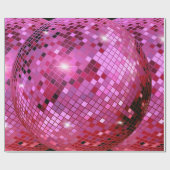 Papier Cadeau Thème de soirée Disco Disco Ball Rose (Plat)