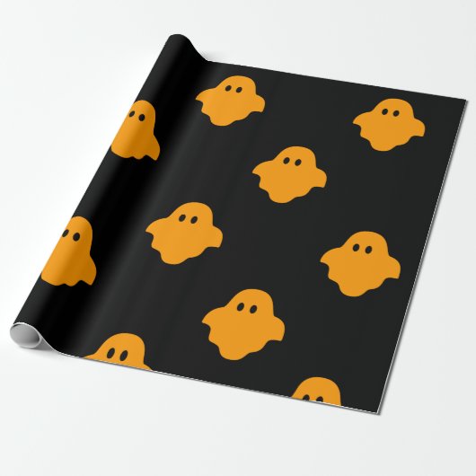 Papier Cadeau Thème d'Halloween du fantôme orange (Déroulé)