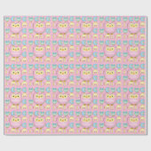 Papier Cadeau Thème du Baby shower de Chouette Rose Pastel (Plat)