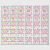 Papier Cadeau Thème du Baby shower de Chouette Rose Pastel (Plat)