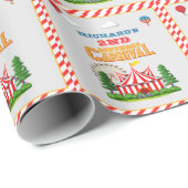 Papier Cadeau Thème du cirque de la fête d'anniversaire des enfa (Coin rond)