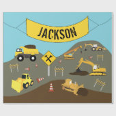 Papier Cadeau Thème du site des camions de construction (Plat)