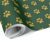 Papier Cadeau Thème Empreinte de patte or (Coin rond)