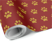 Papier Cadeau Thème Empreinte de patte or (Coin rond)