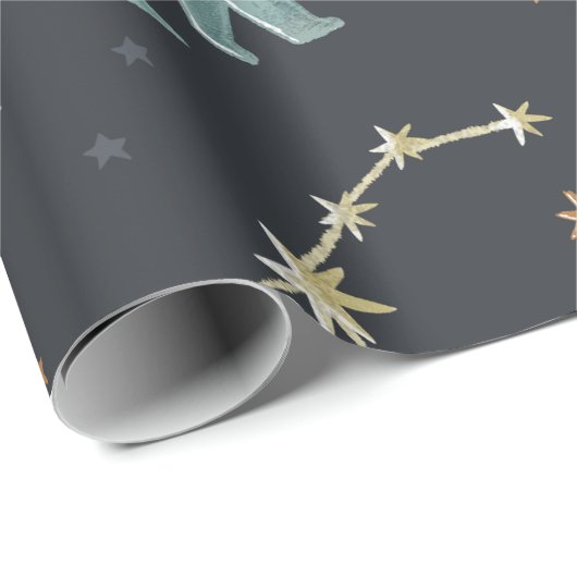 Papier Cadeau Thème Espace Constellation (Coin rond)